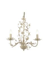 Netlighting Lullaby 3 Light Multi Arm Ceiling Pendant Flower Design Cream Brushed Gold Pearl Effect Acrylic E14 in Beige