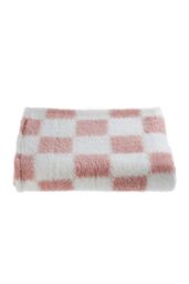 H&O Direct 150 x 200cm Comfortable Soft Checkerboard Plush All Seasons Throw Blanket for Bed & Sofa, Pink - Size: 150 x 200 cm - thumbnail 5