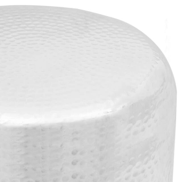 Berkfield Home Hammered Aluminium Stool/Side Table Silver - image 1