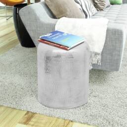 Berkfield Home Hammered Aluminium Stool/Side Table Silver - thumbnail 3