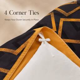 Grace Modern Reversible Microfiber Duvet Cover Set Easy Care Bedding in Gold - Size: King - thumbnail 2