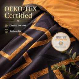Grace Modern Reversible Microfiber Duvet Cover Set Easy Care Bedding in Gold - Size: King - thumbnail 4