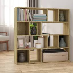 Berkfield Home Decorative Book Cabinet/Room Divider Sonoma Oak 105x24x102 cm in Brown - Size: 105 x 24 x 102 cm - thumbnail 2