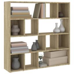 Berkfield Home Decorative Book Cabinet/Room Divider Sonoma Oak 105x24x102 cm in Brown - Size: 105 x 24 x 102 cm - thumbnail 4