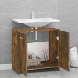 Berkfield Home Bathroom Cabinet Smoked Oak 60x33x60 cm Engineered Wood in Brown - Size: 60 x 33 x 60 cm - thumbnail 3