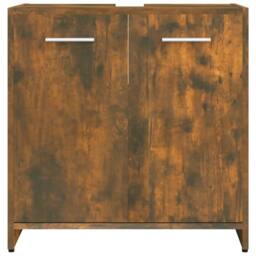 Berkfield Home Bathroom Cabinet Smoked Oak 60x33x60 cm Engineered Wood in Brown - Size: 60 x 33 x 60 cm - thumbnail 5