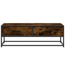 Berkfield Home Coffee Table Smoked Oak 100x50x35 cm Engineered Wood & Metal in Brown - Size: 100 x 50 x 35 cm - thumbnail 5