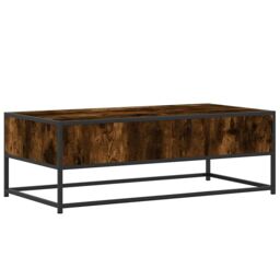 Berkfield Home Coffee Table Smoked Oak 100x50x35 cm Engineered Wood & Metal in Brown - Size: 100 x 50 x 35 cm - thumbnail 7