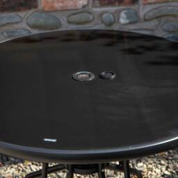 Samuel Alexander Outdoor 4 Person Round Glass Top Garden Dining Table Chairs Set in Black - thumbnail 5