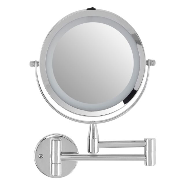Orsina Wall Mounted LED Mirror, Durable 29x18cm Chrome Bathroom Mirror, Swivel Design in Silver - Size: 29x18 cm - image 1
