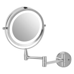 Orsina Wall Mounted LED Mirror, Durable 29x18cm Chrome Bathroom Mirror, Swivel Design in Silver - Size: 29x18 cm - thumbnail 3