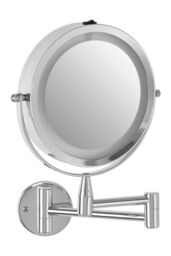 Orsina Wall Mounted LED Mirror, Durable 29x18cm Chrome Bathroom Mirror, Swivel Design in Silver - Size: 29x18 cm - thumbnail 2