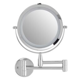 Orsina Wall Mounted LED Mirror, Durable 29x18cm Chrome Bathroom Mirror, Swivel Design in Silver - Size: 29x18 cm