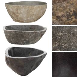 Berkfield Home Basin River Stone Oval (37-46)x(29-36) cm in Taupe - thumbnail 3