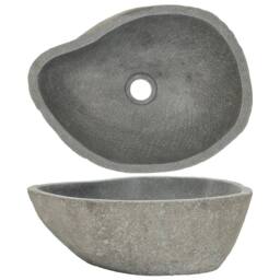 Berkfield Home Basin River Stone Oval (37-46)x(29-36) cm in Taupe - thumbnail 2