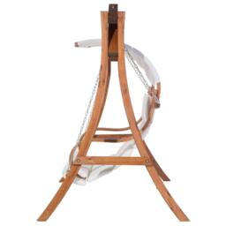 Wyld and Coco Everwood 2-Seater Garden Swing - Larch Wood Frame White Upholstery in Brown - thumbnail 3