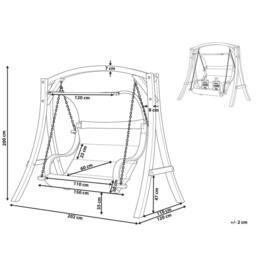 Wyld and Coco Everwood 2-Seater Garden Swing - Larch Wood Frame White Upholstery in Brown - thumbnail 4