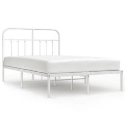 Berkfield Home Metal Bed Frame with Headboard White 120x190 cm Small Double - thumbnail 1