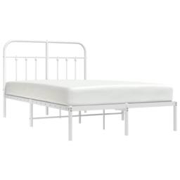 Berkfield Home Metal Bed Frame with Headboard White 120x190 cm Small Double - thumbnail 5