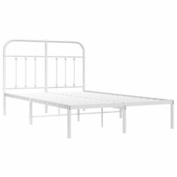 Berkfield Home Metal Bed Frame with Headboard White 120x190 cm Small Double - thumbnail 3