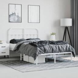 Berkfield Home Metal Bed Frame with Headboard White 120x190 cm Small Double - thumbnail 4