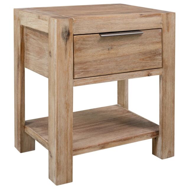 Berkfield Home Nightstand with Drawer 40x30x48 cm Solid Acacia Wood in Brown - Size: 40 x 30 x 48 cm - image 1