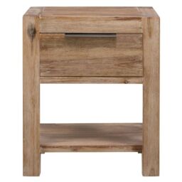 Berkfield Home Nightstand with Drawer 40x30x48 cm Solid Acacia Wood in Brown - Size: 40 x 30 x 48 cm - thumbnail 3
