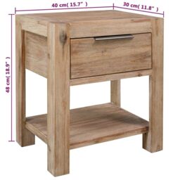 Berkfield Home Nightstand with Drawer 40x30x48 cm Solid Acacia Wood in Brown - Size: 40 x 30 x 48 cm - thumbnail 6