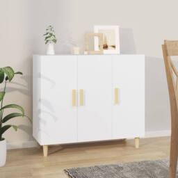 Berkfield Home Sideboard White 90x34x80 cm Engineered Wood - Size: 90 x 34 x 80 cm - thumbnail 2