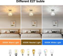 Goeco Ceiling Light Crystal Modern, E27, Ceiling Light Semi-Flush Mounting in Silver - thumbnail 7
