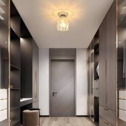 Goeco Ceiling Light Crystal Modern, E27, Ceiling Light Semi-Flush Mounting in Silver - thumbnail 4