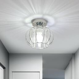 Goeco Ceiling Light Crystal Modern, E27, Ceiling Light Semi-Flush Mounting in Silver - thumbnail 2
