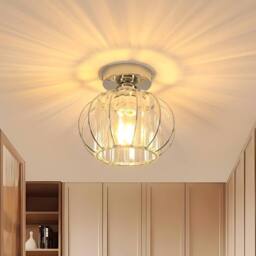 Goeco Ceiling Light Crystal Modern, E27, Ceiling Light Semi-Flush Mounting in Silver