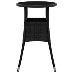 Berkfield Home Garden Table Ã˜60x75 cm Tempered Glass & Poly Rattan Black - Size: 60x75 cm - thumbnail 4