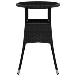 Berkfield Home Garden Table Ã˜60x75 cm Tempered Glass & Poly Rattan Black - Size: 60x75 cm - thumbnail 3