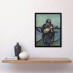 Artery8 Harald Giersing Mandolin Player Abstract Portrait Framed Art Print in Blue - Size: A4 - thumbnail 4