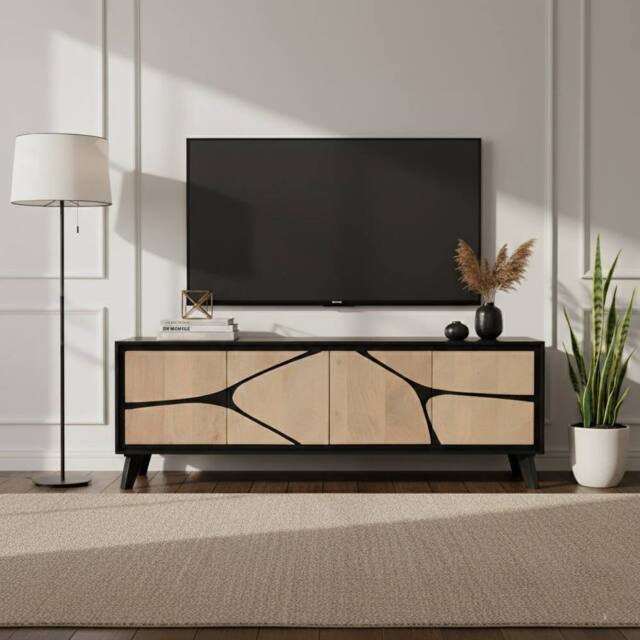 IH Design Dusk Mango Wood Low Board Sideboard Tv Stand in Tan - image 1