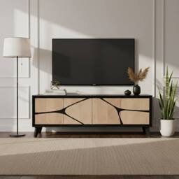 IH Design Dusk Mango Wood Low Board Sideboard Tv Stand in Tan