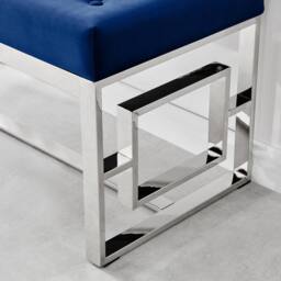 FurnitureboxUK Cambridge Modern Soft Touch Velvet & Silver Metal Bench in Navy - thumbnail 5