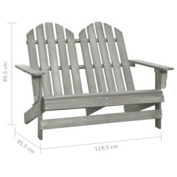 Berkfield Home 2-Seater Garden Adirondack Chair Solid Fir Wood Grey - thumbnail 6