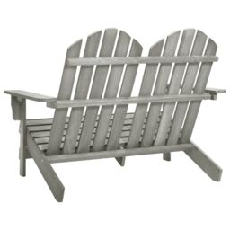 Berkfield Home 2-Seater Garden Adirondack Chair Solid Fir Wood Grey - thumbnail 4