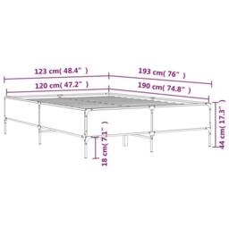 Berkfield Home Durable Bed Frame without Mattress Grey Sonoma 120x190 cm Small Double - thumbnail 9