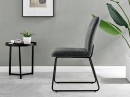 FurnitureboxUK Novara 100cm Black Top Round Dining Table & 4 Dark Grey Halley Chairs - thumbnail 9