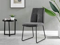 FurnitureboxUK Novara 100cm Black Top Round Dining Table & 4 Dark Grey Halley Chairs - thumbnail 7