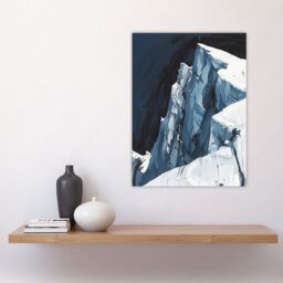 "Artery8 Mont Blanc Mountain Dramatic Landscape Hiking Wall Art Print in Blue - Size: W12"" x H16""" - thumbnail 4