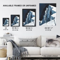"Artery8 Mont Blanc Mountain Dramatic Landscape Hiking Wall Art Print in Blue - Size: W12"" x H16""" - thumbnail 3