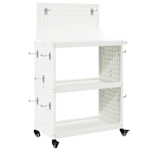 Berkfield Home Tool Trolley with Shelf with Wheel with Storage Manual White 65 x - image 1