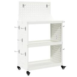 Berkfield Home Tool Trolley with Shelf with Wheel with Storage Manual White 65 x - thumbnail 1