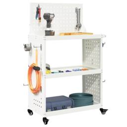 Berkfield Home Tool Trolley with Shelf with Wheel with Storage Manual White 65 x - thumbnail 3