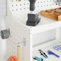 Berkfield Home Tool Trolley with Shelf with Wheel with Storage Manual White 65 x - thumbnail 4